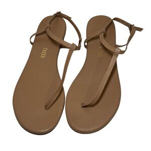 TKEES Mariana Leather Ankle Strap Thong Sandals Cocobutter Size 8